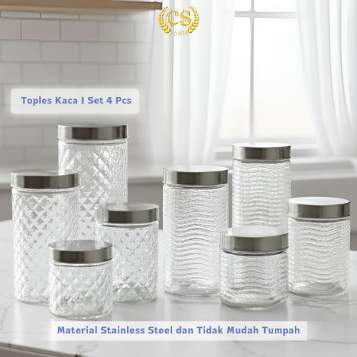 CS ขวดแก้วเพชร เนื้อหา 4 ชิ้น / 4IN1 กล่องใส่อาหาร