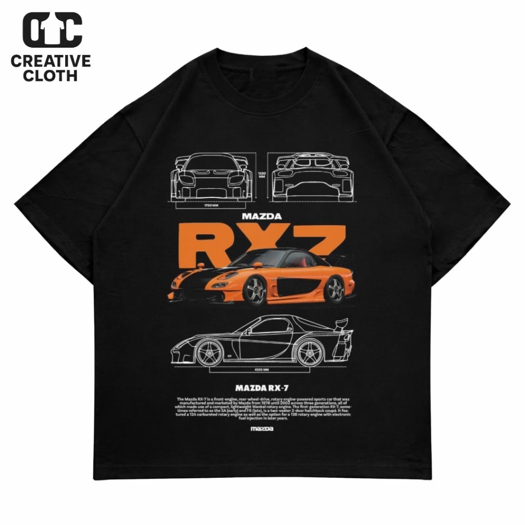 เสื้อยืด OVERSIZE MAZDA RX 7 JDM รถ TOKYO DRIFT Y2K | เสื้อยืด OVERSIZE BLACK STYLE Y2K VINTAGE BOOT