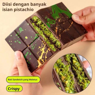 Coklat Dubai VIRAL!! 85 gram Coklat Dubai Chocolate Bar Crispy Pistachio// Pistachio Khunafa Chocolate Dubai Coklat Premium Belgium// Coklat Dubai Pistachio Kunafa