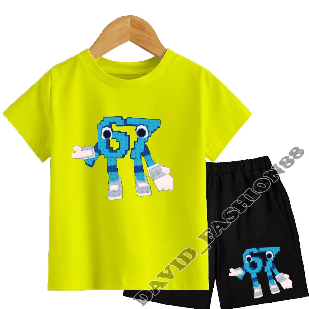 ONE SET KIDS MOTIF 67 SIX SEVEN UNISEX SHORT SLEEVE O NECK AGES 2-13 YEARS SUIT