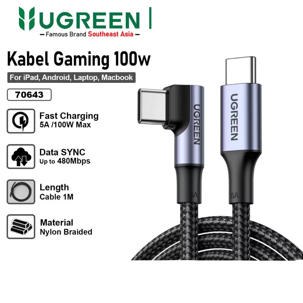 UGREEN - UGREEN สาย USB C TO C 100W GAMING NYLON 1M