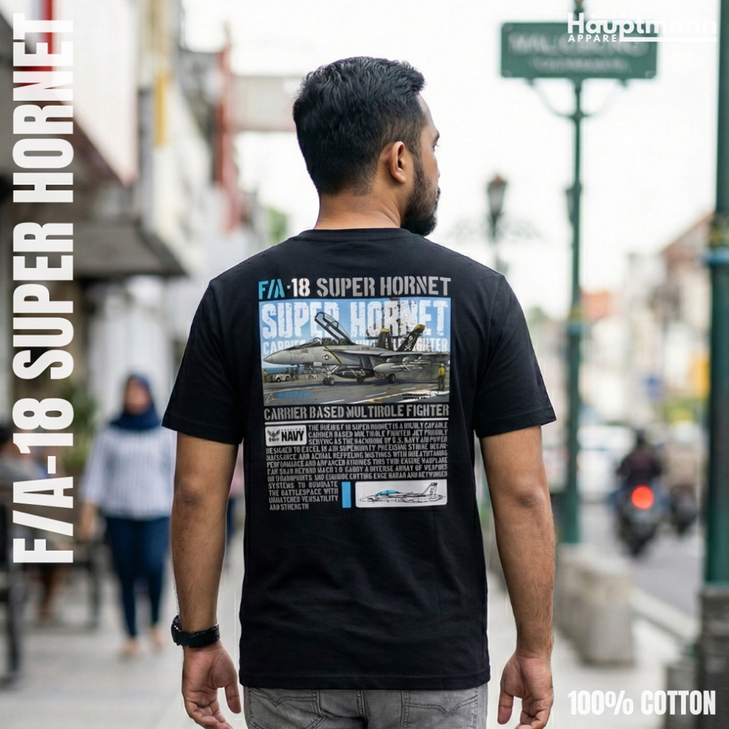Hauptmann - เสื้อยืด Unisex - F-18 Super Hornet - Jet Fighter - Modern Warfare - Cotton 100% - พรีเม