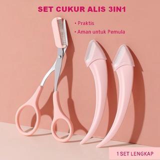 Set Cukur Alis 3in1 – Gunting Alis & Pisau Alis, Praktis untuk Pemula