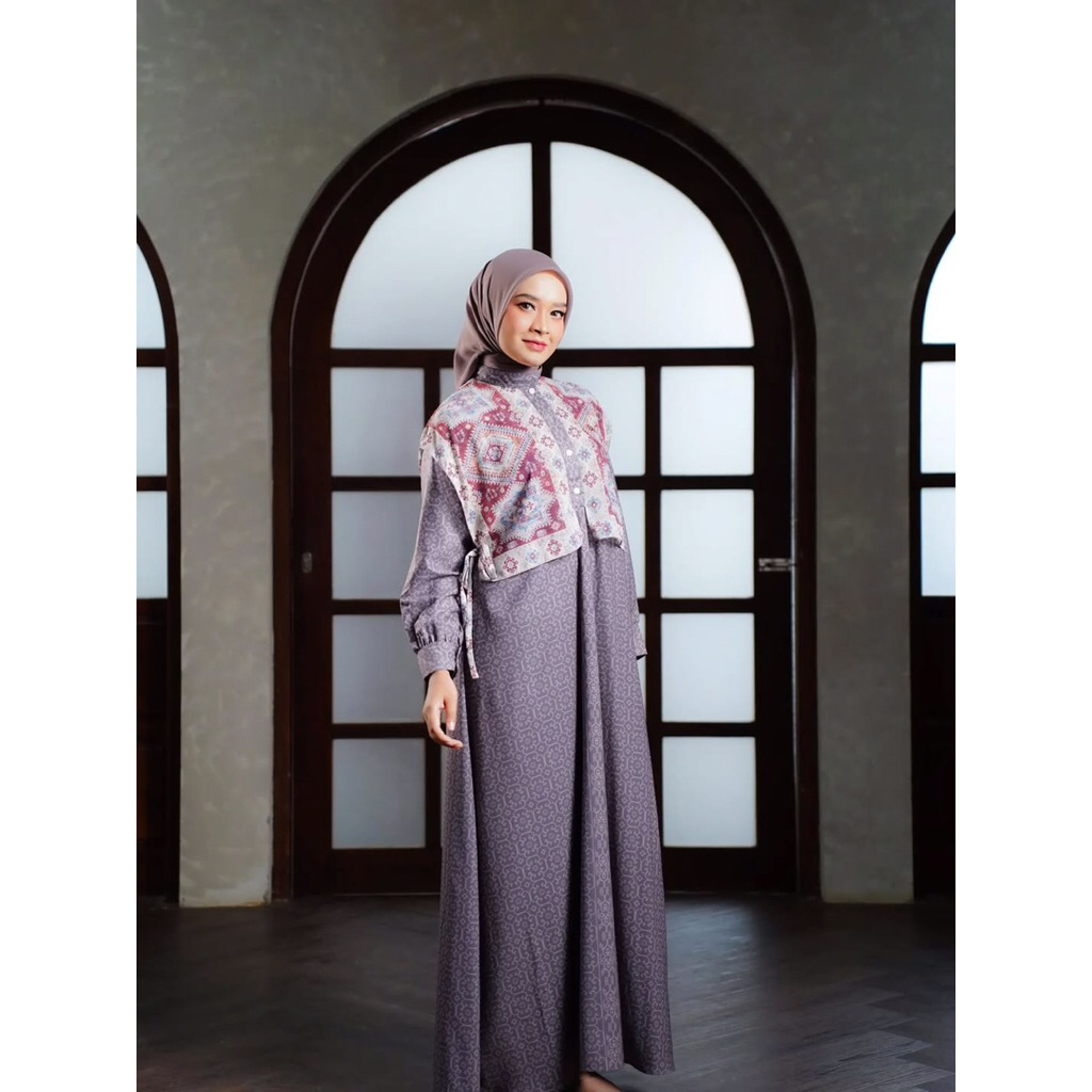Kayana Dress Steel Blue & Mauve By Brand II