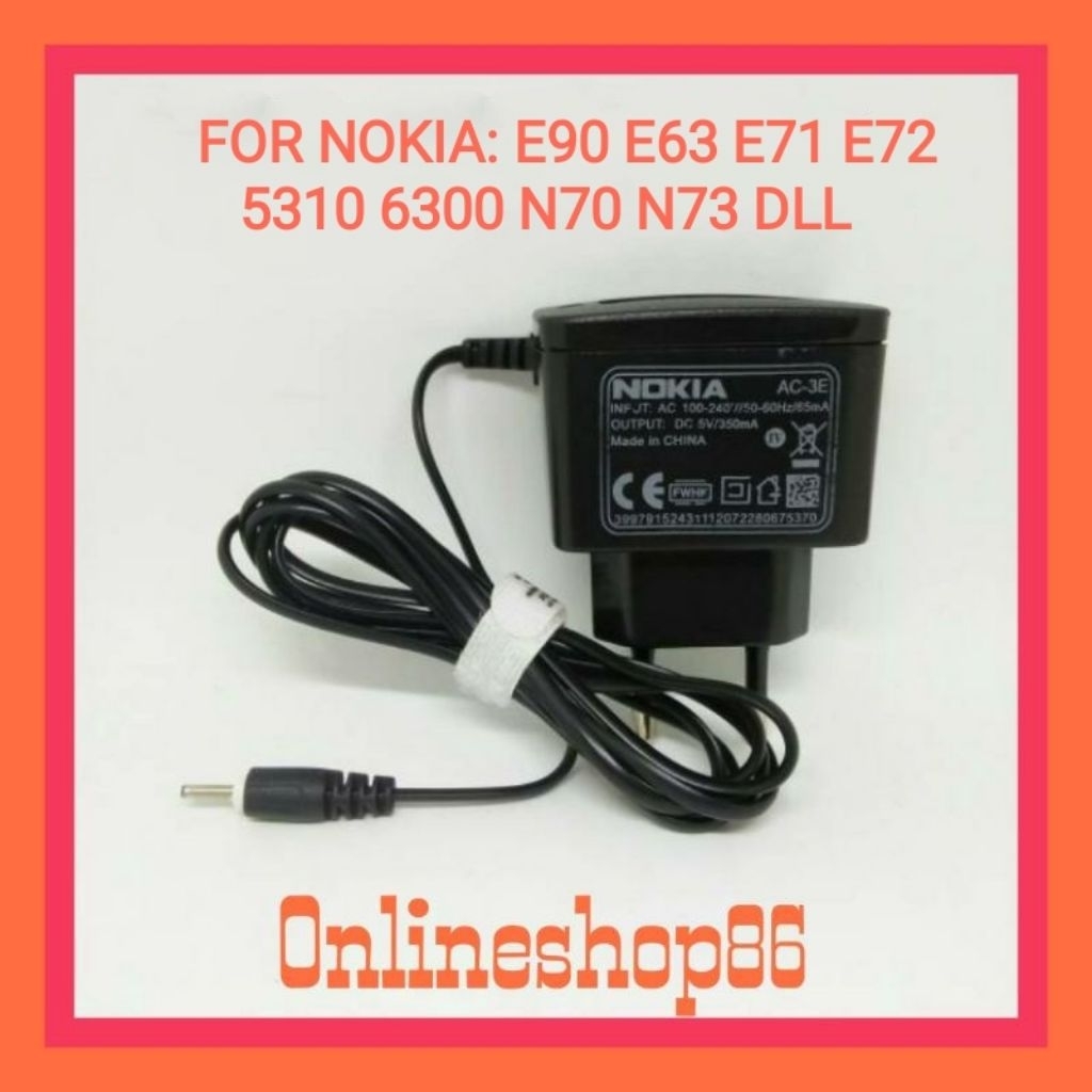 เครื่องชาร์จ Nokia รุ่นเก่า E63/E71/E90/N70/N72/N73/X2-00/X2-02/5130/5310 Express Music Original