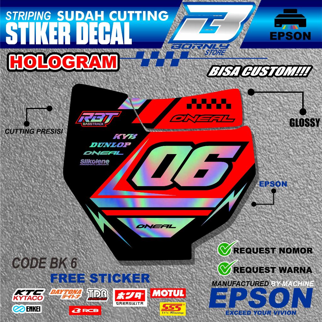 สติ๊กเกอร์บอร์ดตัวเลข KTM 85 DECAL | AESTTHETIC HOLOGRAM NUMBER BOARD STICKERS + BONUS STICKERS (BK 6)