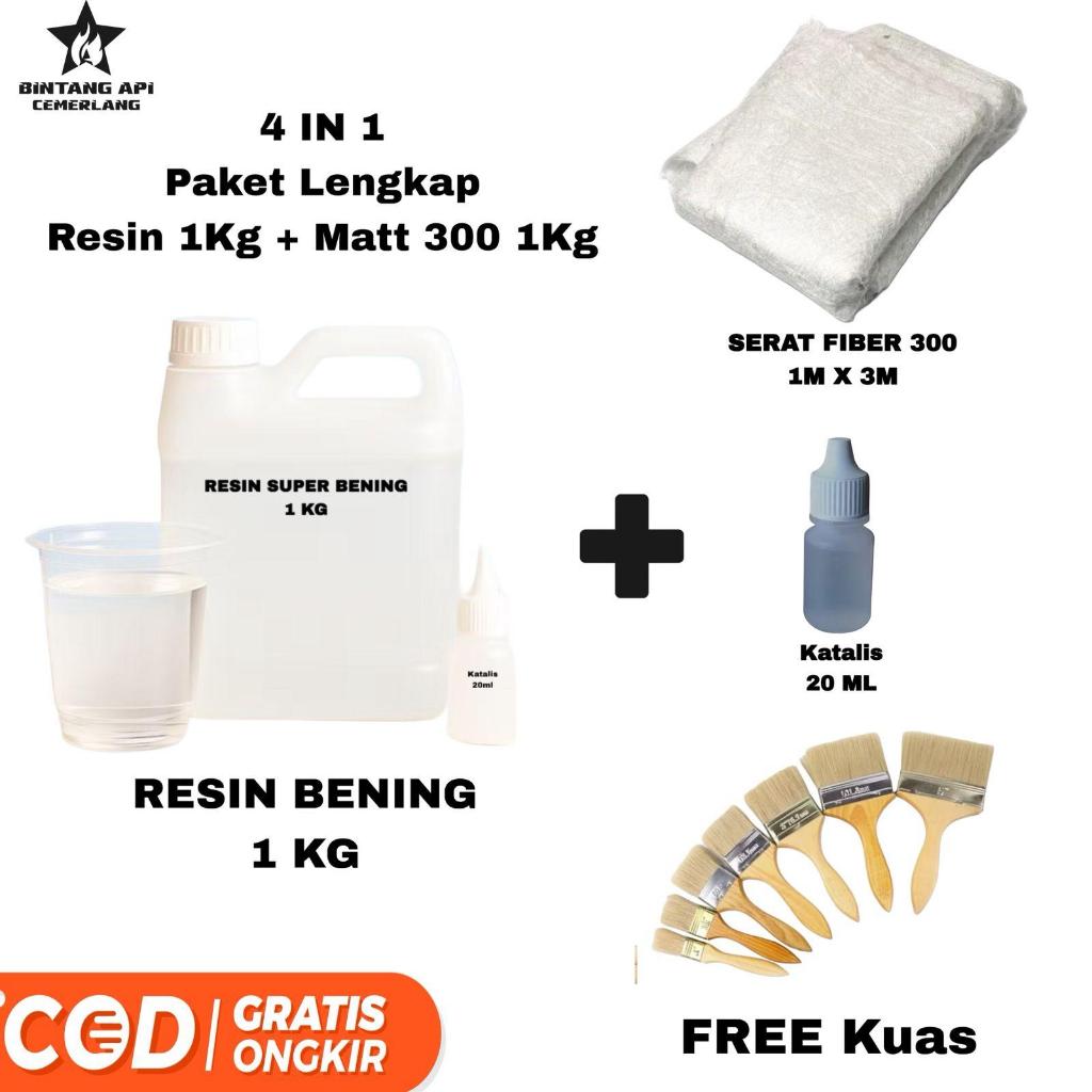 1 Kg Resin Package Plus Fiber Matt 300 1 Kg 1M x 3M Plus Catalyst 20ML ฟรีแปรง