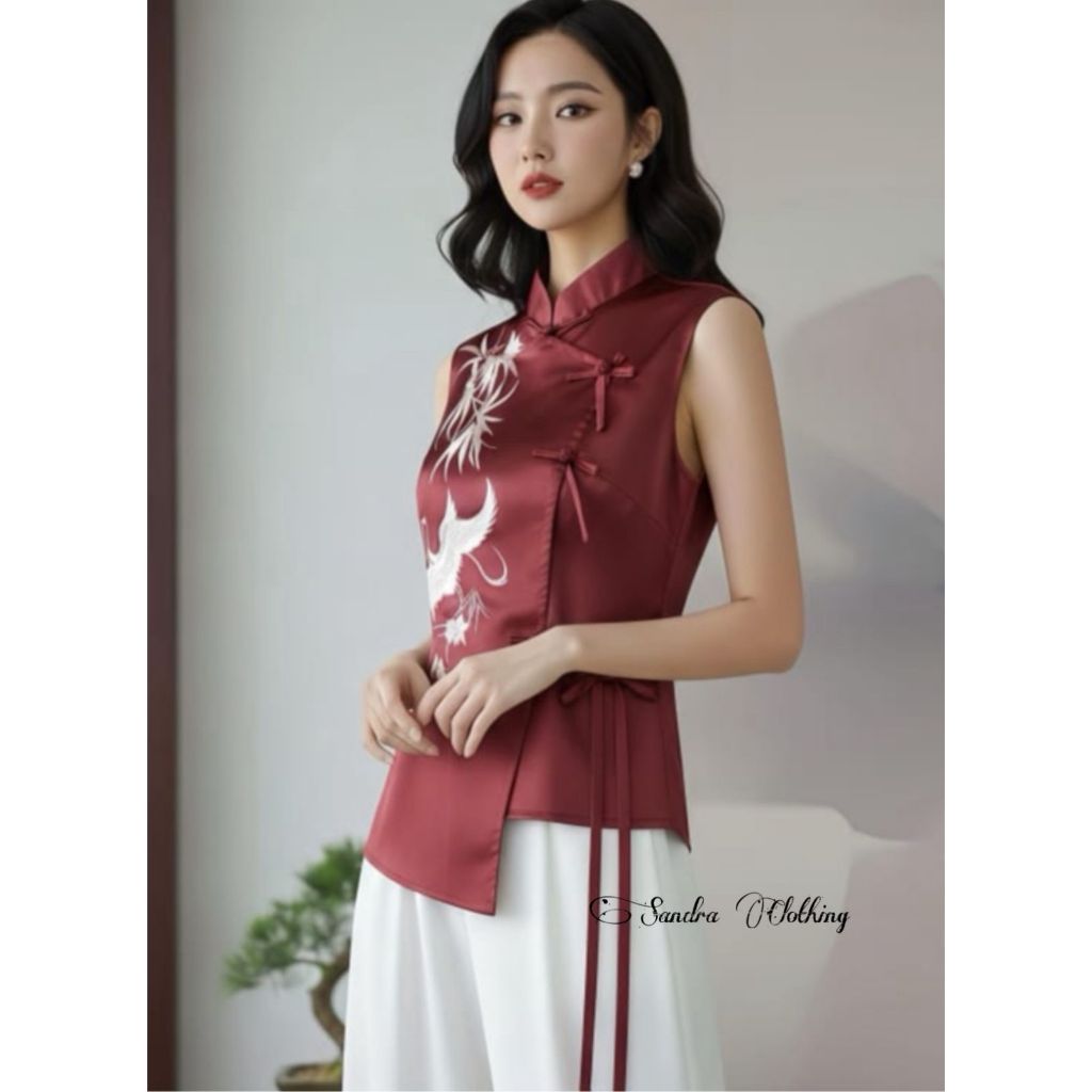 Sandra yang mi cheongsam ผ้าซาตินระดับพรีเมียม