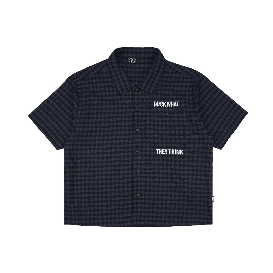 KEMEJA GDCK Flannel Shirt FWTT-Black / Flannel Boxy / Short Flannel Shirt Boxyfit Black Navy