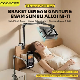 COOBOWE Adjustable Tablet Stand Lazypod 3 Sections Tripod  Fleksibel Aluminum Alloy 360° Rotatable Desktop & Bedside Phone Holder