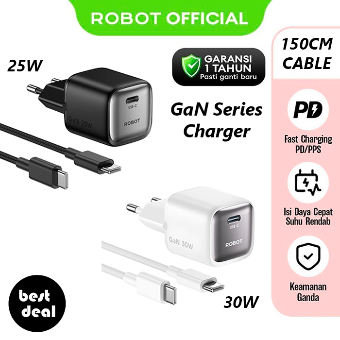 ROBOT RT-X25 25W / RT-X30 30W Fashion Series Mini GaN Charger Fast CHARGING PPS Super Fast CHARGING 