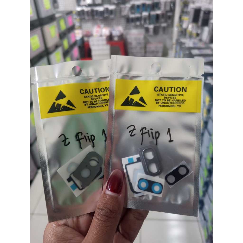 กระจกกล้อง + วงแหวนเลนส์กล้อง Samsung Z FLIP 1 สีเทา