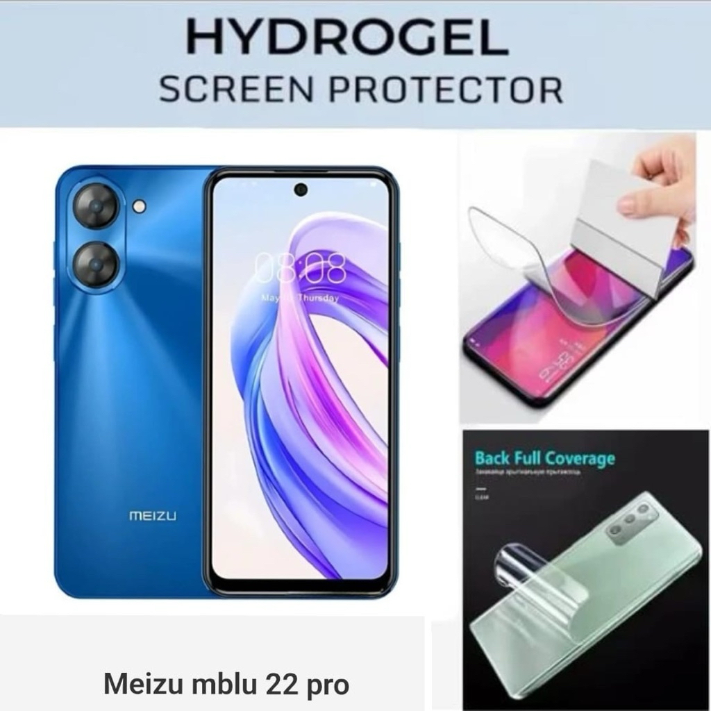 Anti-Scratch Hydrogel Meizu MBLU 22 Pro Full Cover Front Rear Clear Matte Blue Tempered Glass Replac