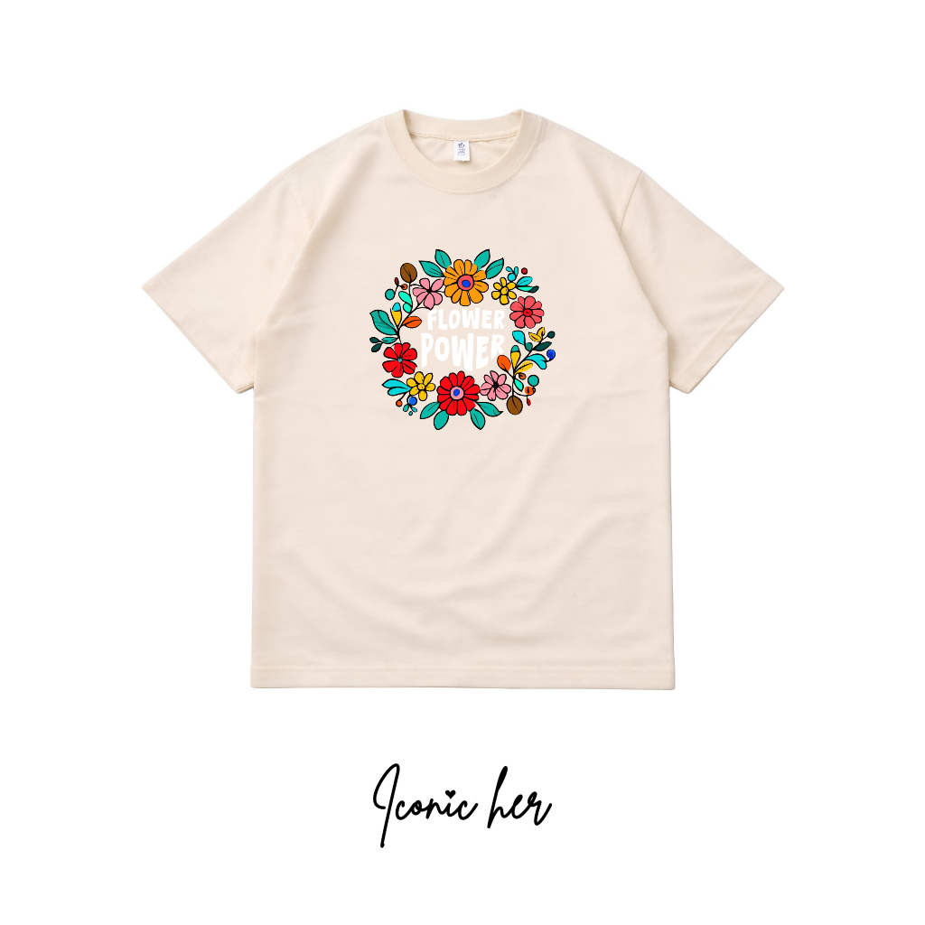 KATUN Iconic Her Womens Premium Cotton Flower Power T-Shirt