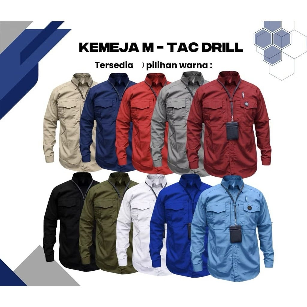 KEMEJA เสื้อแขนยาวยุทธวิธี/เสื้อเชิ้ตแขนยาว Mi Tac ผลิตจากวัสดุเจาะอเมริกัน