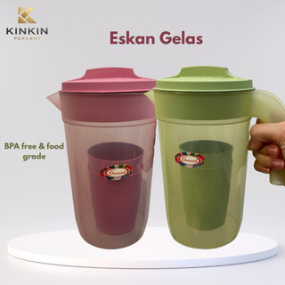 ESKAN GELAS GREAT TEKO 1LITER BONUS 2 GELAS CANTIK