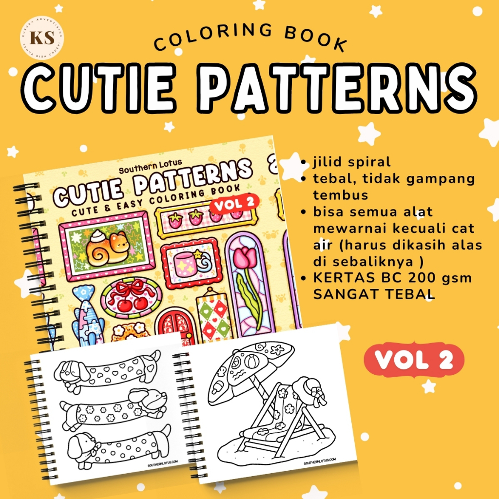 CUTIE PATTERN VOL 2 สมุดระบายสีกิจกรรมผ่อนคลายสมุดระบายสี A4 & A5 วัยรุ่นผู้ใหญ่ความงามกระดาษหนา