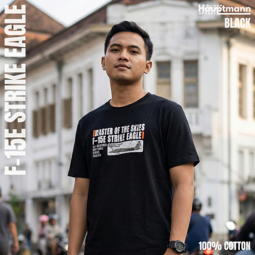 Hauptmann Kaos / เสื้อยืด - F-15E Strike Eagle - Jet Fighter US Air Force - Cotton - Unisex