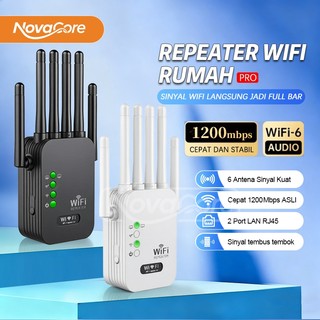 Penguat Sinyal WiFi 1200Mbps 4/6 Antena High Gain  WiFi Repeater Extender Tembus Tembok  Jangkauan Luas Rumah Kantor  Mode Repeater/AP/Router  Stabil Anti Lag