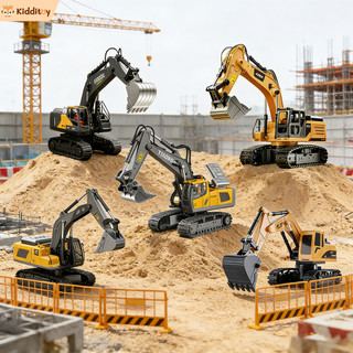 Kidditoy Excavator Remote Control 14 Saluran 2.4G Material Alloy Dengan Lampu+Fungsi Semprot
