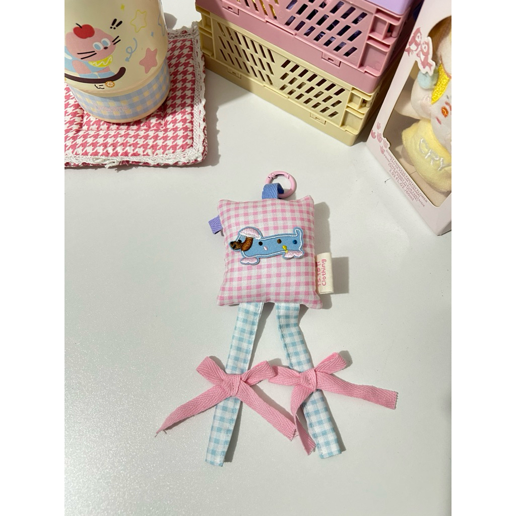 GANTUNGAN น่ารัก Puddle Bag Hanger / Bagcharm Puddle Bag พวงกุญแจ Gingham / Puffy Bagcharm