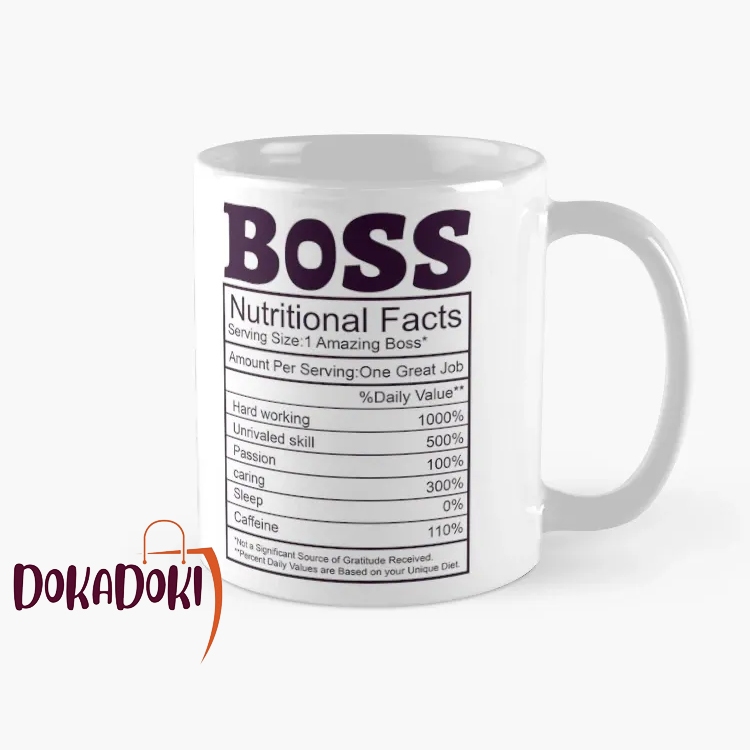 Boss Nutritional Facts แก้วกาแฟ แก้วกาแฟ boss ของขวัญตลกแก้วสํานักงานของขวัญเซรามิคสีขาว boss apprec