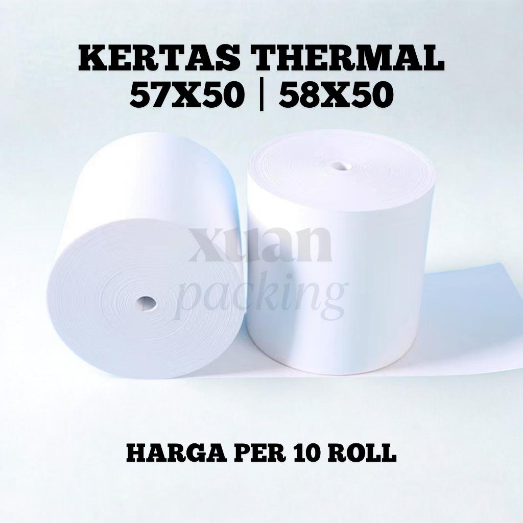 10 ม้วนของ THERMALT CASH RECEIPT กระดาษ PPOB กระดาษม้วน 58X50 / 57X50 CORELESS THERMAL POS BLUETOOTH