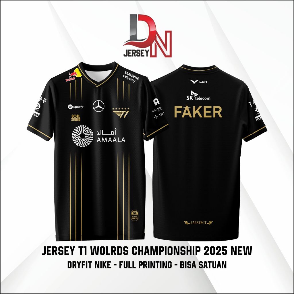 ล่าสุด LOL Worlds Championship 2025 2026 T1 Jersey Free Custom Nickame