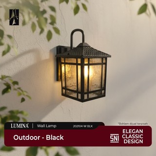 Lumina - Dinding Outdoor Klasik Hitam Rangka Besi Kaca Tekstur Tebal Penerangan Teras Balkon Taman Cafe Villa Hunian Nuansa Vintage Industrial Elegan Tahan Cuaca Dekoratif Artistik Type 202104-W / 202105-W