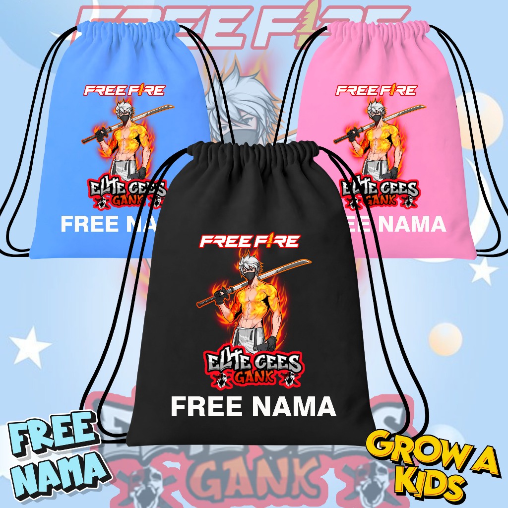 FF ฟรี FIRE CHILDRENS STRING BAG KATANA ELITE CEES GANK CHARACTER FF ฟรี FIREE DRAWSTRING BAG สําหรั