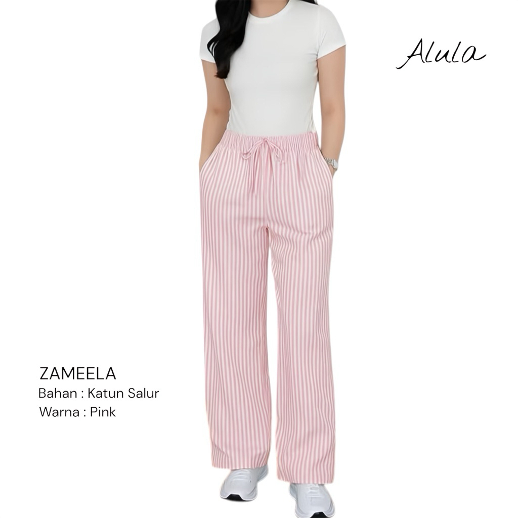 ZAMEELA Stripe Pants กางเกงขายาวผู้หญิงลาย Culottes Buggy Pants