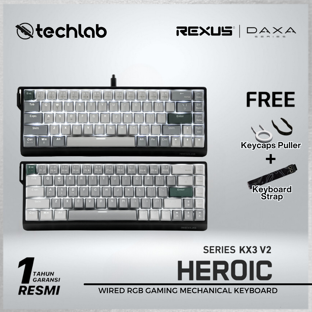 Rexus KX3 Heroic Gaming Keyboard Mechanical 65% เค้าโครง Hotswap Switch