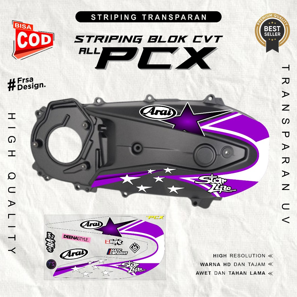 สติ๊กเกอร์ใสสําหรับถัง HONDA PCX CVT, Arai StarLine Simple Motif