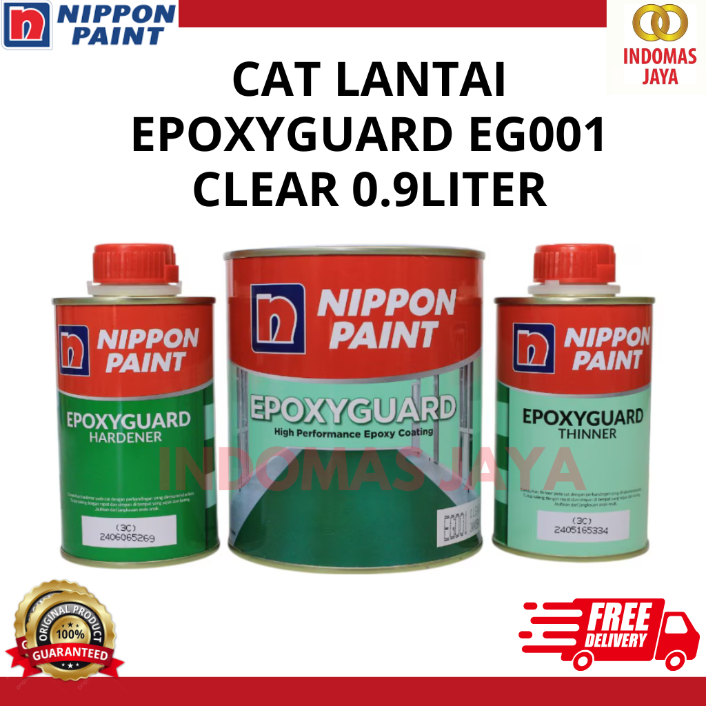EPOXY FLOOR PAINT CERAMIC PAINT 1 KG / EPOXY GUARD 3 COMPONENTS NIPPON PAINT EG001 CLEAR 0.9L