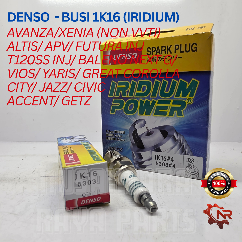 DENSO IK16 (IRIDIUM) - หัวเทียนสําหรับ Avanza/Xenia (Non VVTI)/ APV/ Futura/T120ss (INJECT)/ Vios/Ya