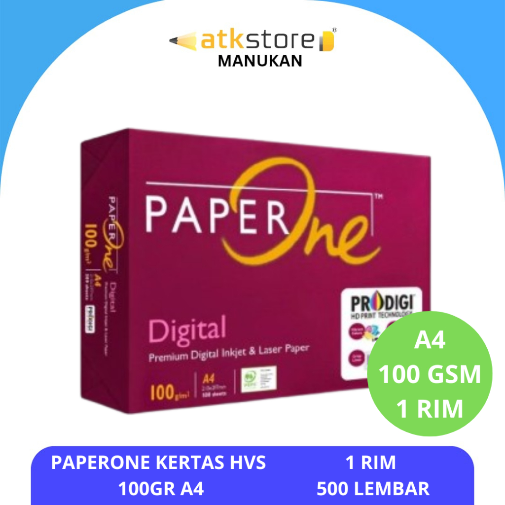 [1 RIM] PAPERONE A4 100 GSM HVS Paper 1 Ream HVS / PHOTOCOPY PAPER