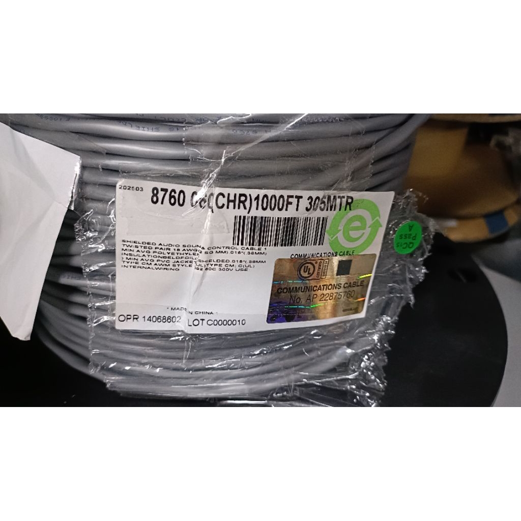 สาย BELDEN 8760 บรรจุ 2+1 Ground 1 PAIR 18 AWG SHIELDED PER METER ต้นฉบับ