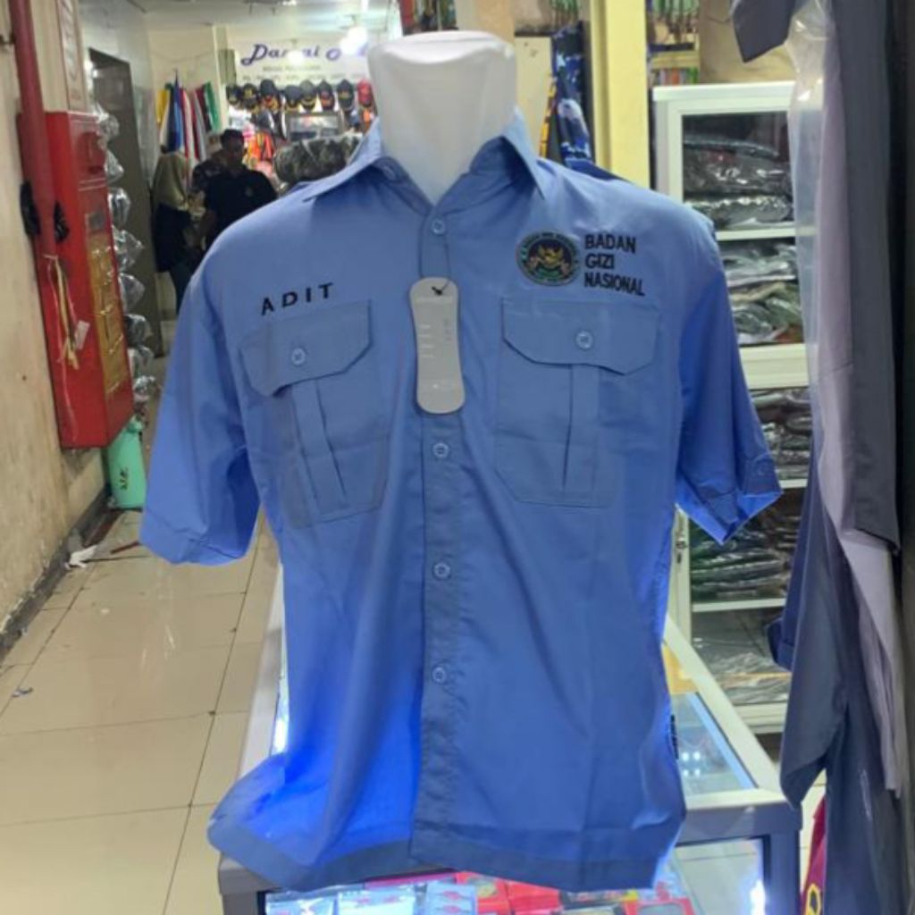 KEMEJA BGN เสื้อร่างกายโภชนาการแห่งชาติสีฟ้าอ่อนแขนสั้น BGN เครื่องแบบเสื้อ BGN