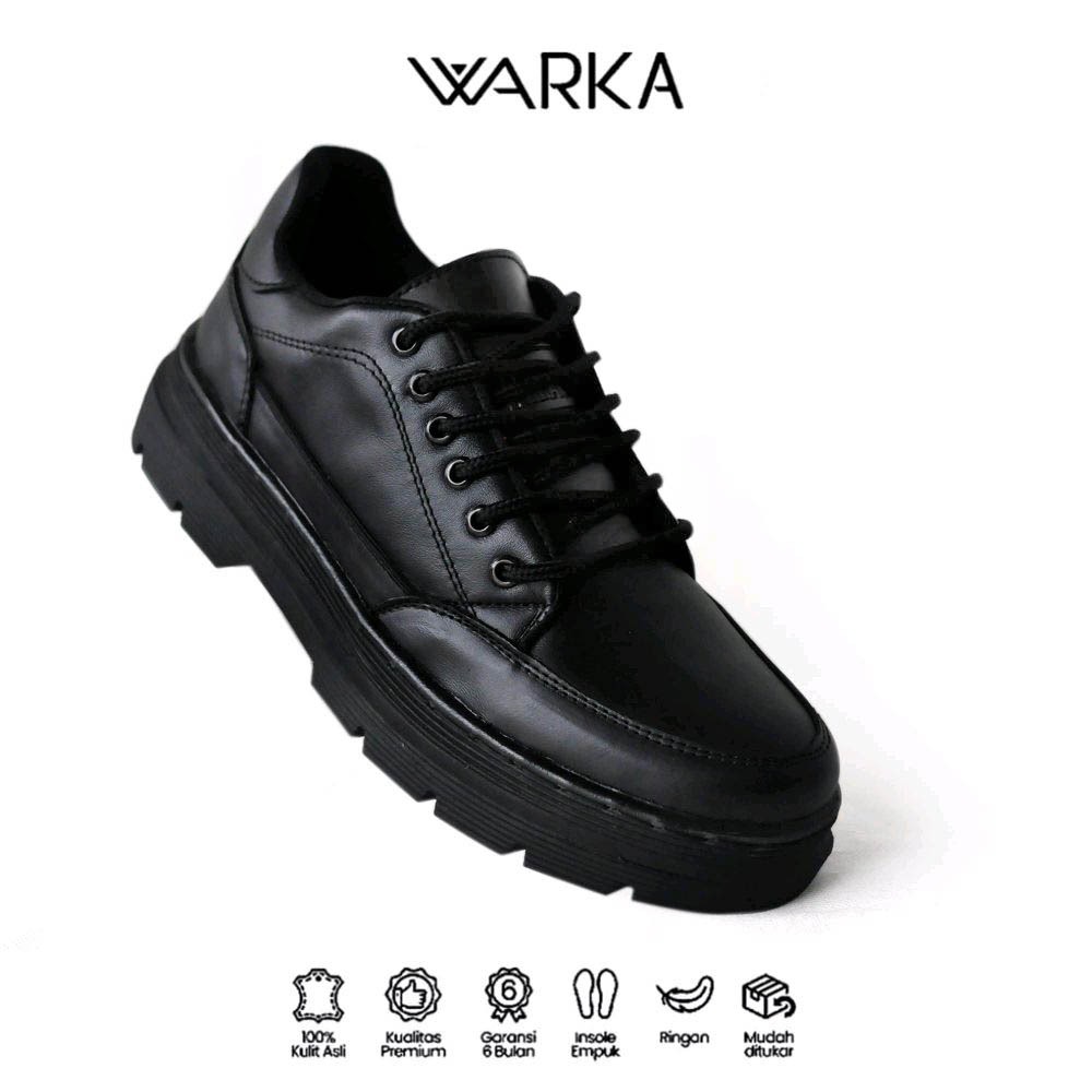 Warka OLWEN - รองเท้าผ้าใบอย่างเป็นทางการหนังแท้ผู้ชาย Original Young อินเทรนด์ลูกไม้สีดําธุรกิจรองเ