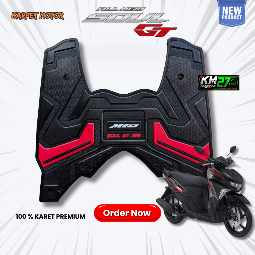 Yamaha Mio Soul GT 125 พรมมอเตอร์ไซค์ 2015–2022 | วัสดุยางกันลื่นแบบหนาพรีเมี่ยม