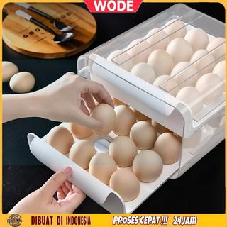 Wode Tempat Telur Kotak Telur  2 Tingkat Egg Storage Box Organizer / Rak Telur 2 Susun Kotak Telur