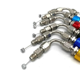ข้อต่อสายแก๊ส L CNC Stainless HDJ RACING Thread m10 / 14 สายเงินหรือดํา 2 เมตร | สากลสําหรับก๊าซเสีย
