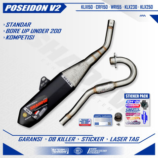 Knalpot CRF150 KLX150 WR155 KLX TIGER KLX 230 KLX250 Type Poseidon v2 BLACK Shadow Exhaust