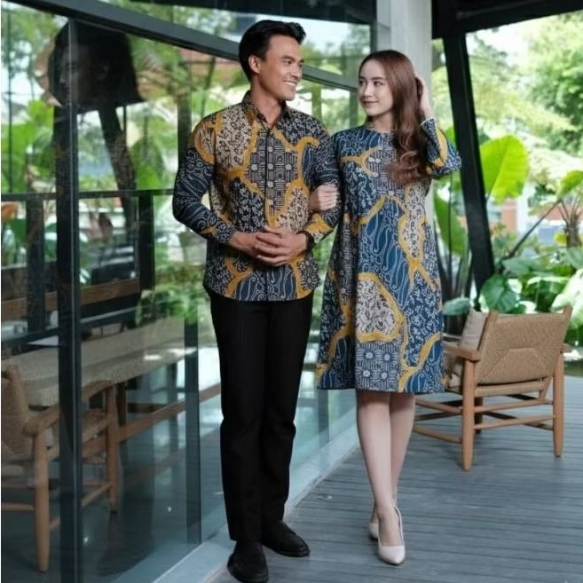 KEMEJA COUPLE BATIK AHZARA MOTIF BATIK ADIPATISTORE PREMIUM FULL TRICOT ชุดและ FULL FINE KARUN FURIN