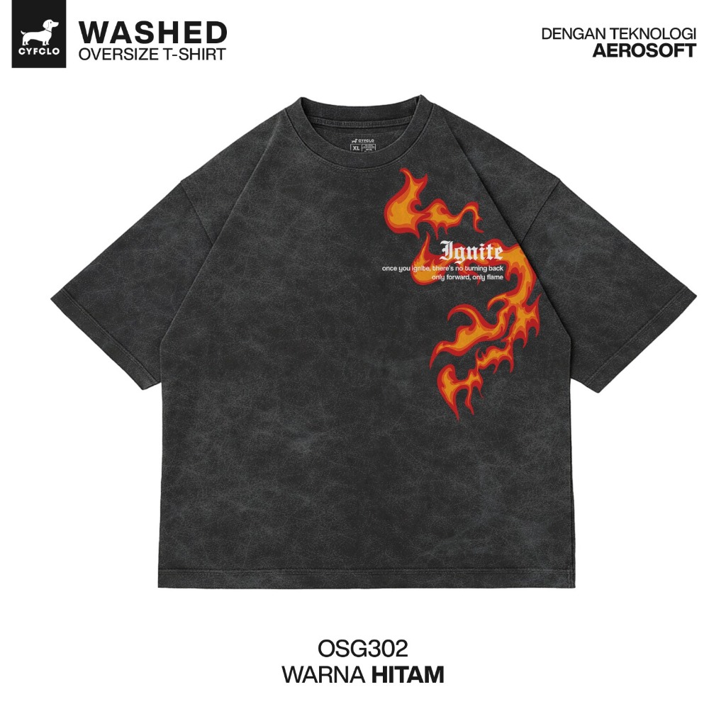 CYFCLO เสื้อยืด Boxy Karun ขนาดใหญ่ Wash แขนสั้น - เสื้อยืดสุดเท่ หนา ดูดซับเหงื่อ | OSG302