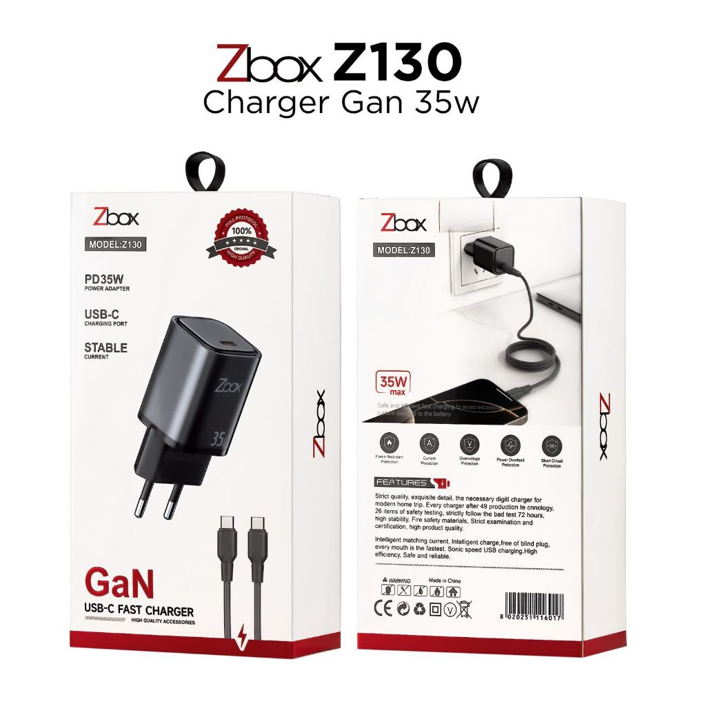 ZBOX GAN Z830 FULL CHARGER PROTOCOL FAST CHARGING 22.5W MFI + FAST CHARGING CABLE