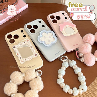 CETARCASE [READY] Casing Kaca/Mirror Reflection Soft Case iPhone 11 12 13 14 15 16 Pro 17 Pro ProMax dengan Charm & Griptok Bisa Ngaca