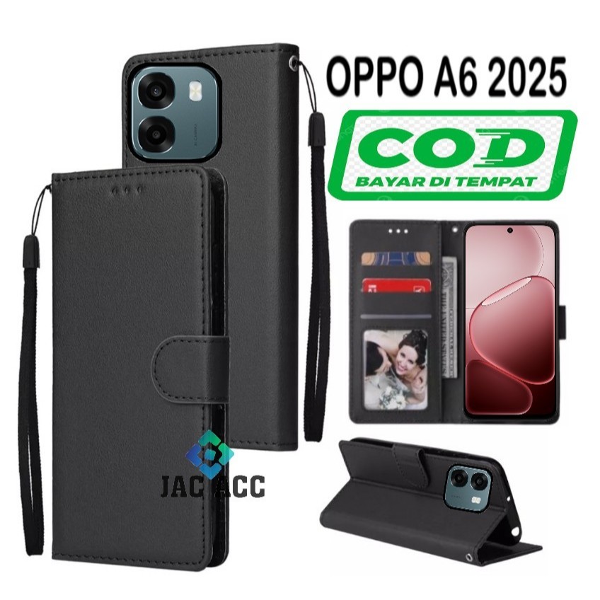 FLIP CASE HP PREMIUM สําหรับ OPPO A6 2025 LEATHER FLIP CASE HP PREMIUM สําหรับ OPPO A6 2025