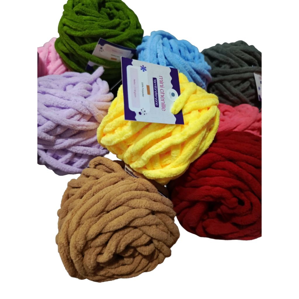เส้นด้าย Chenille เป็นก้อน 50 gr / Chenille 50 gr / Chunky Chenille / เส้นด้ายถัก Chenille / เส้นด้า