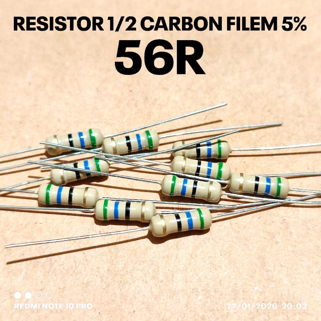 (QTY 10 ชิ้น) 1/2W 1/2WATT 56 56R OHM CF 5% ROHS RESISTOR
